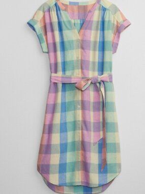 NWT Gap Linen Plaid Midi Shirtdress (SP)
